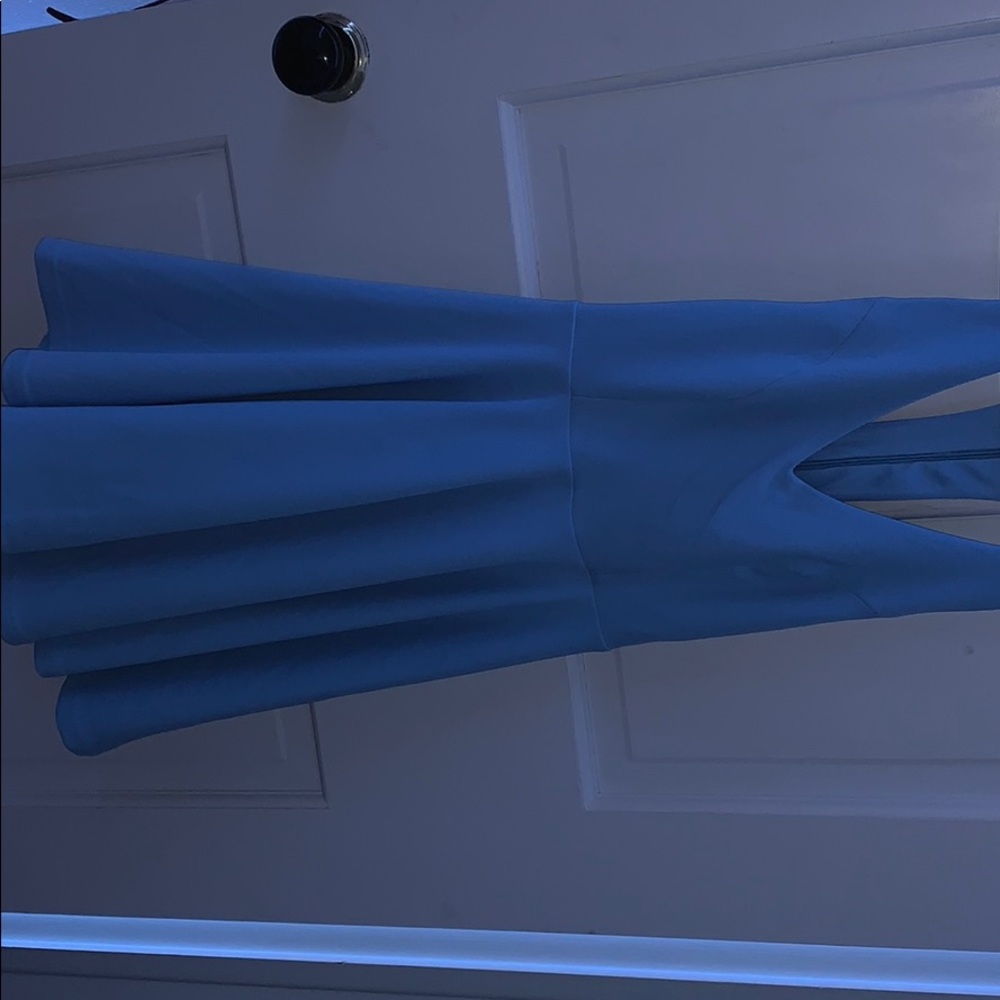 light blue LULUS backless skater dress
